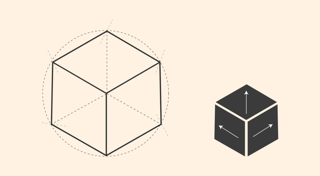Three-dimensional cube for Baby block quilt pattern