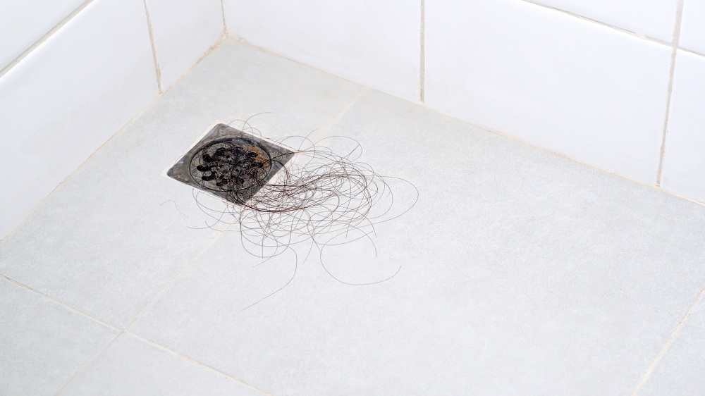 Bathroom drainage clogged with hair