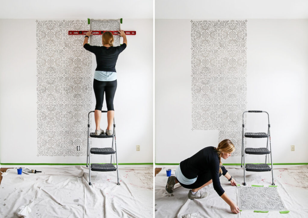 Painting the Stencil on Wall
