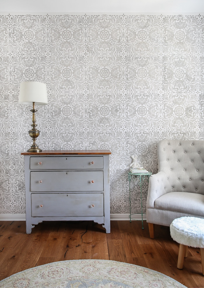 Painting the Stencil on Wall