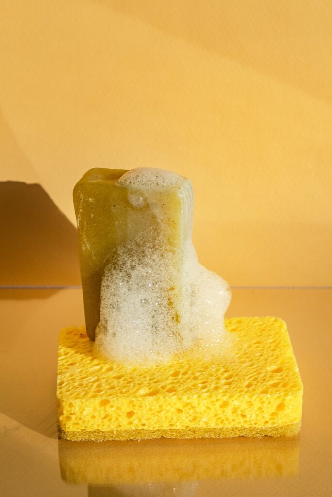 Soap bar on sponge