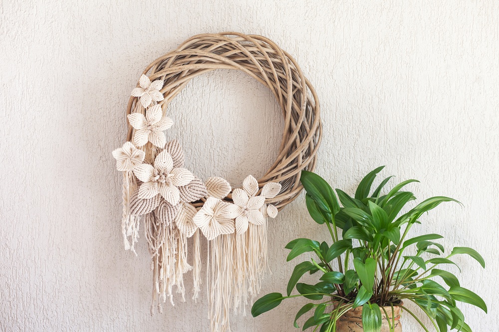 Sustainable outdoor wall décor-macrame wreath Sustainable outdoor wall décor-macrame wreath