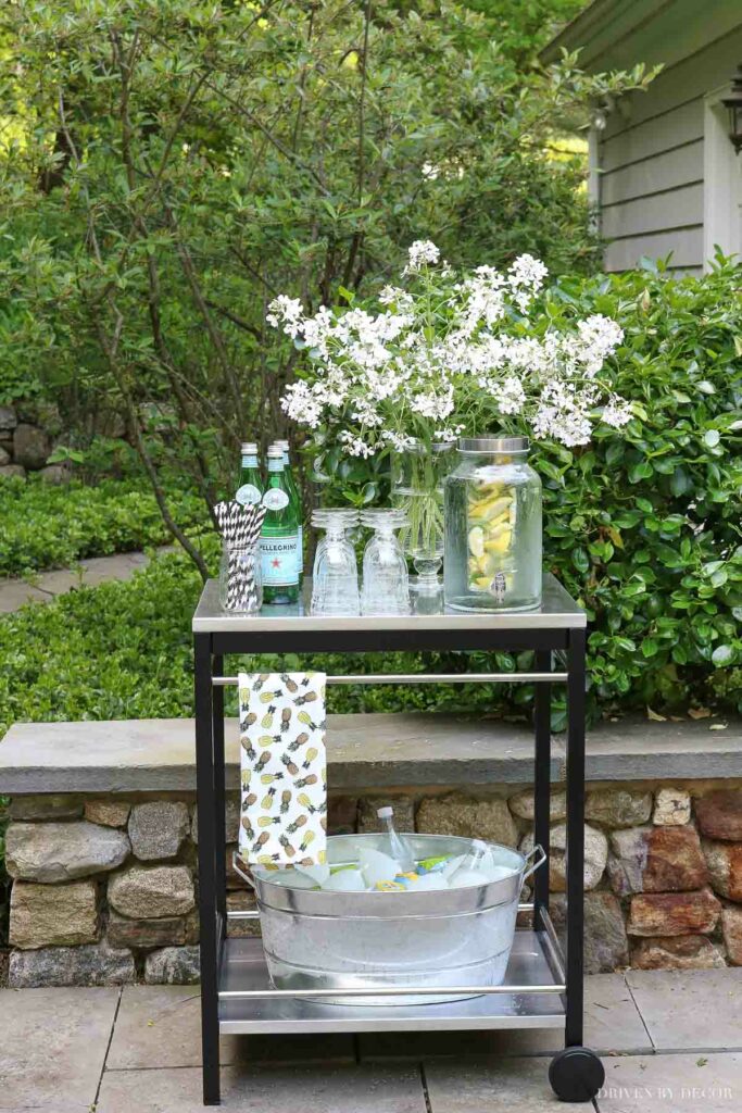 Bar cart with fruits or flowers Bar cart with fruits or flowers