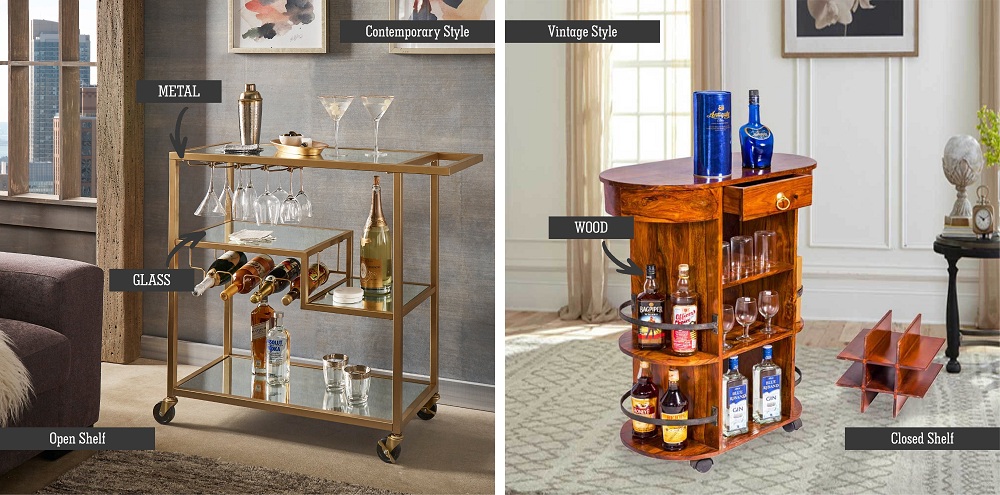 Different materials and types available in bar cart ideas Different materials and types available in bar cart ideas