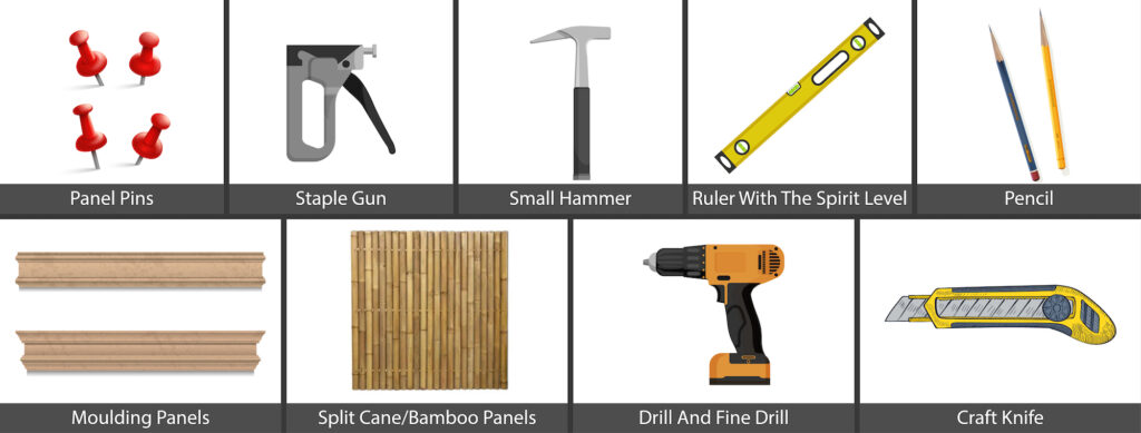 Objects Required to fix the Bamboo or Cane Wall Panels Objects Required to fix the Bamboo or Cane Wall Panels