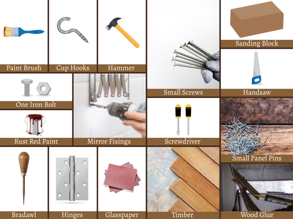 Things required for DIY shuttered wall key cupboard Things required for DIY shuttered wall key cupboard