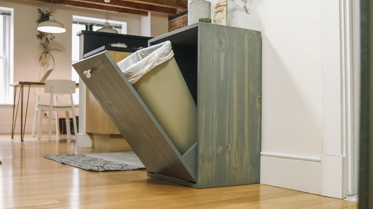 Conceal Trash Cans in a Deep Cabinet