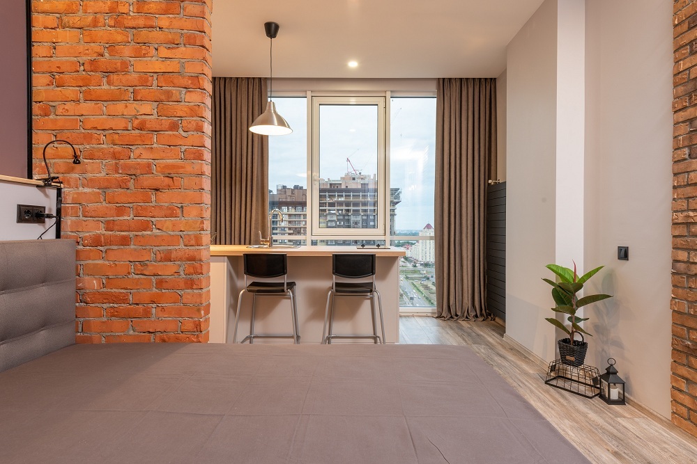 Exposed brick work finishes for cool summer palette