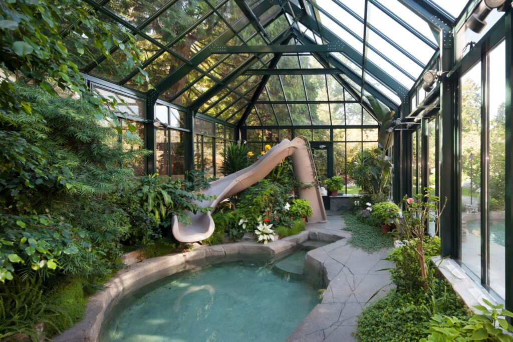 Greens around indoor pool