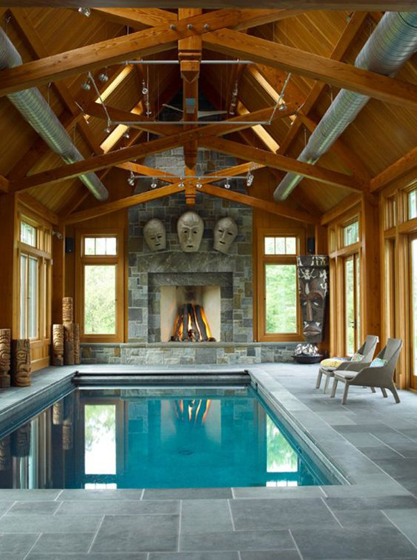 Indoor pool decor with vernacular elements