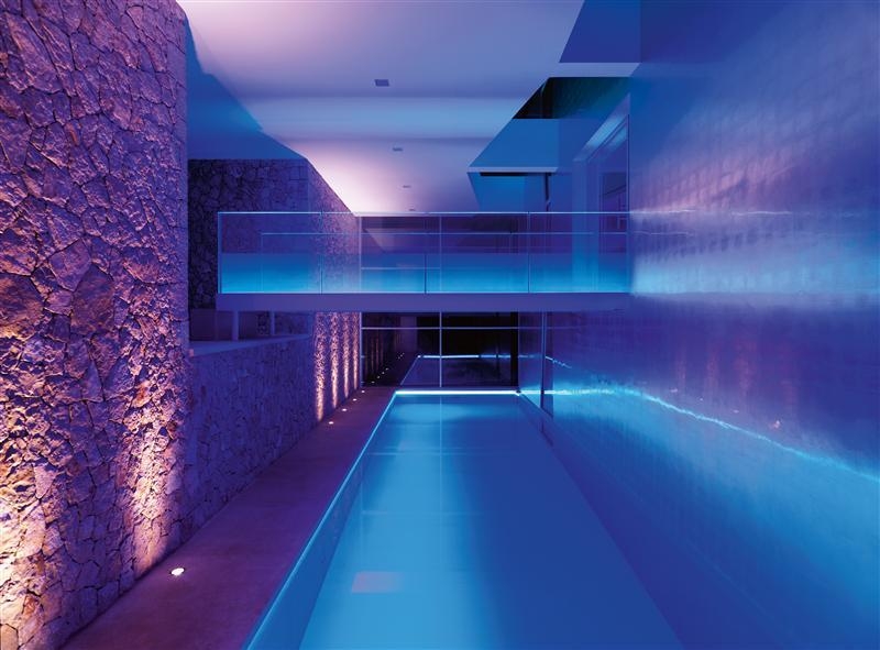 Indoor pool decors lighting