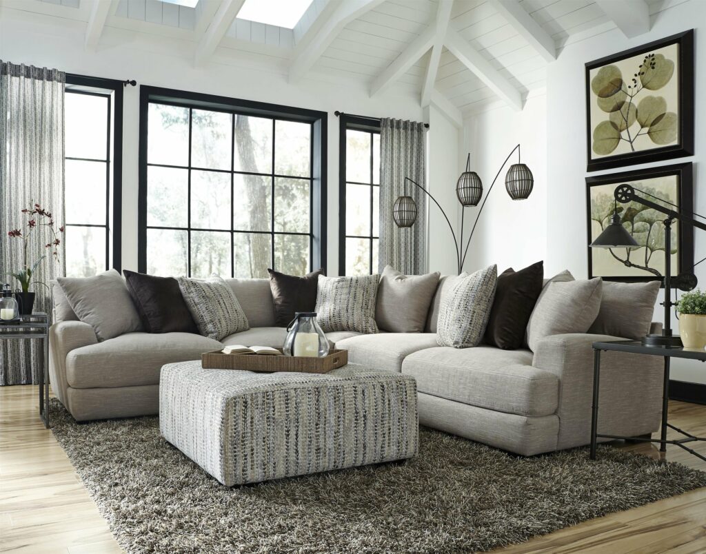 Modern living room with cosy Scandinavian feel