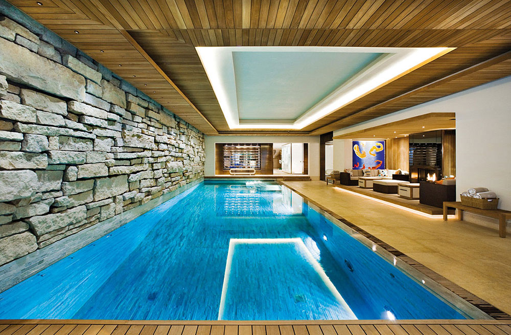 Modern sleek indoor pool design