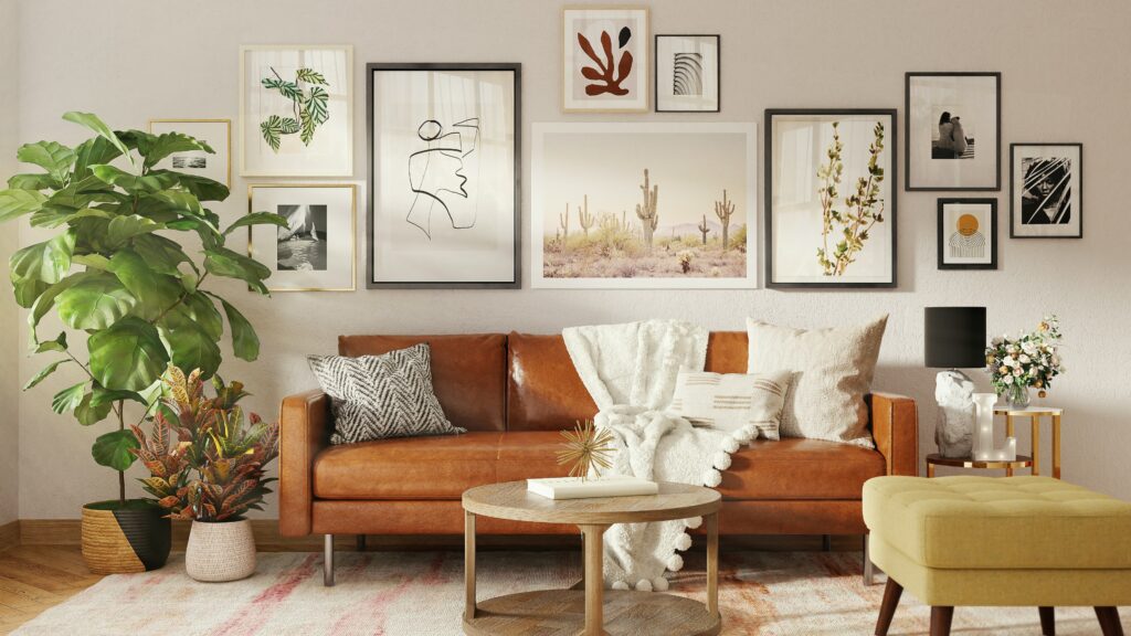 Urban style living room ideas with leather sofa