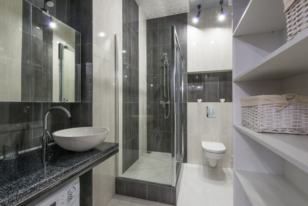Wall mounted toilets in bathroom Wall mounted toilets in bathroom