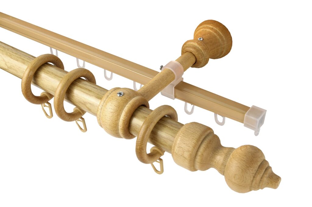 Wooden Finials with Wood Curtain Rods Wooden Finials with Wood Curtain Rods