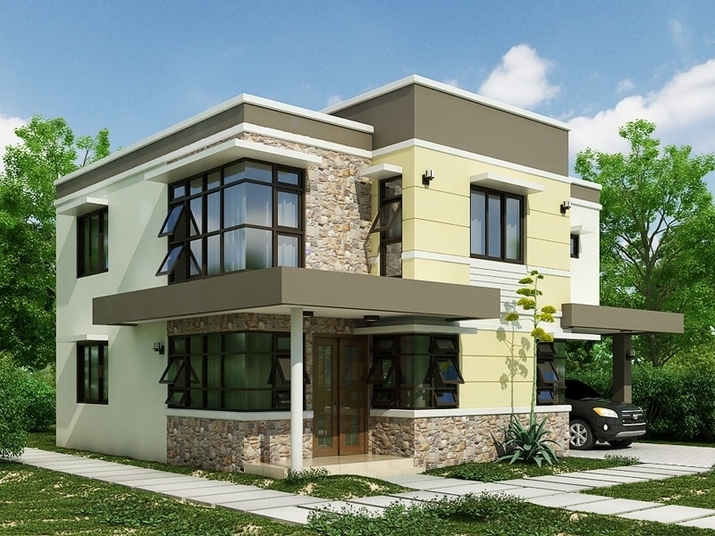 A modern double-stroyed house
