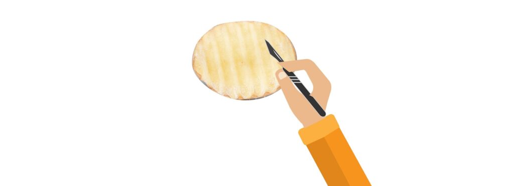 Carve stripped pattern on potato Carve stripped pattern on potato