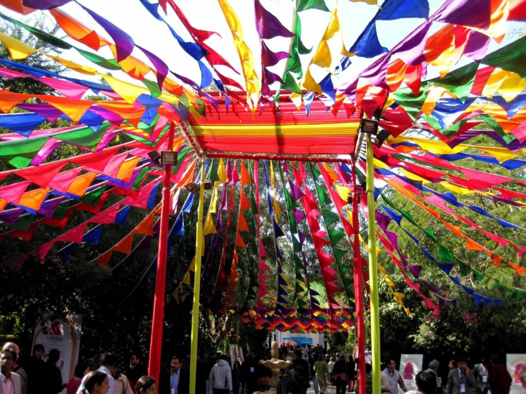 Holi Outdoor Decoration with Paper Buntings