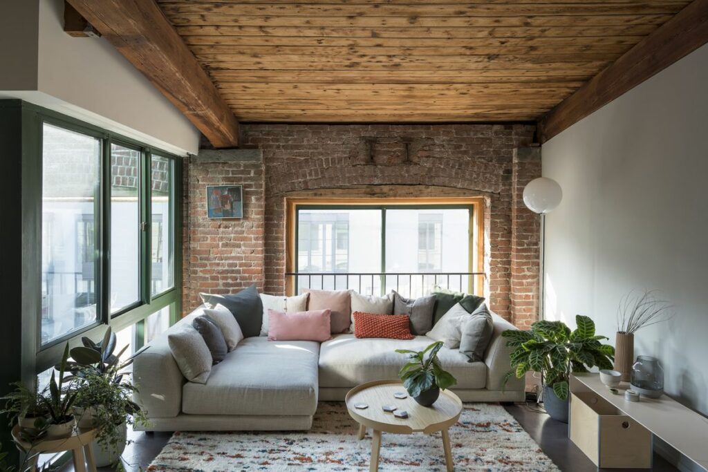 Modern living room with a rustic vibe