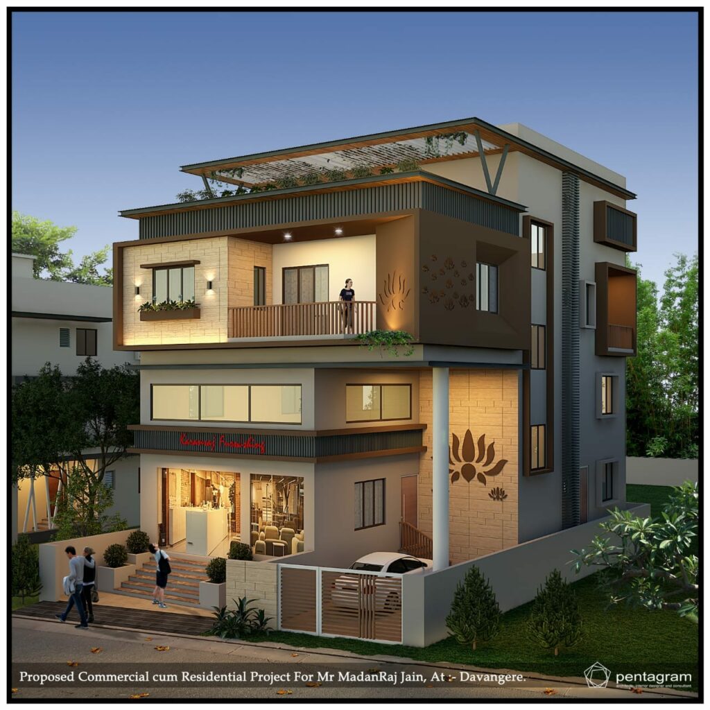 A mixed-use four-storey complex with commercial spaces