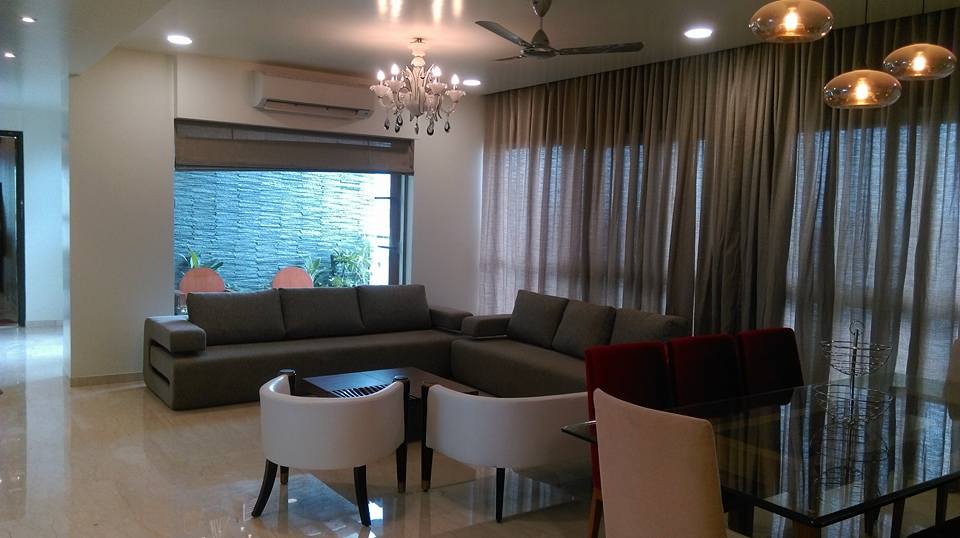 A modern attached living dining room