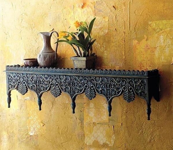 A wall-hung floating shelf