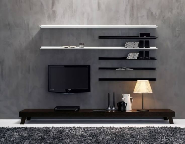 A brown wash effect wall with a full TV unit
