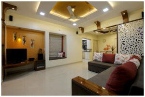 A modern white well-decorated living room