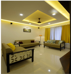 A yellow theme vibrant living room