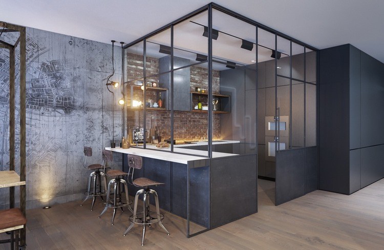 Glass Over Breakfast Counter As Kitchen Partition Glass Over Breakfast Counter As Kitchen Partition