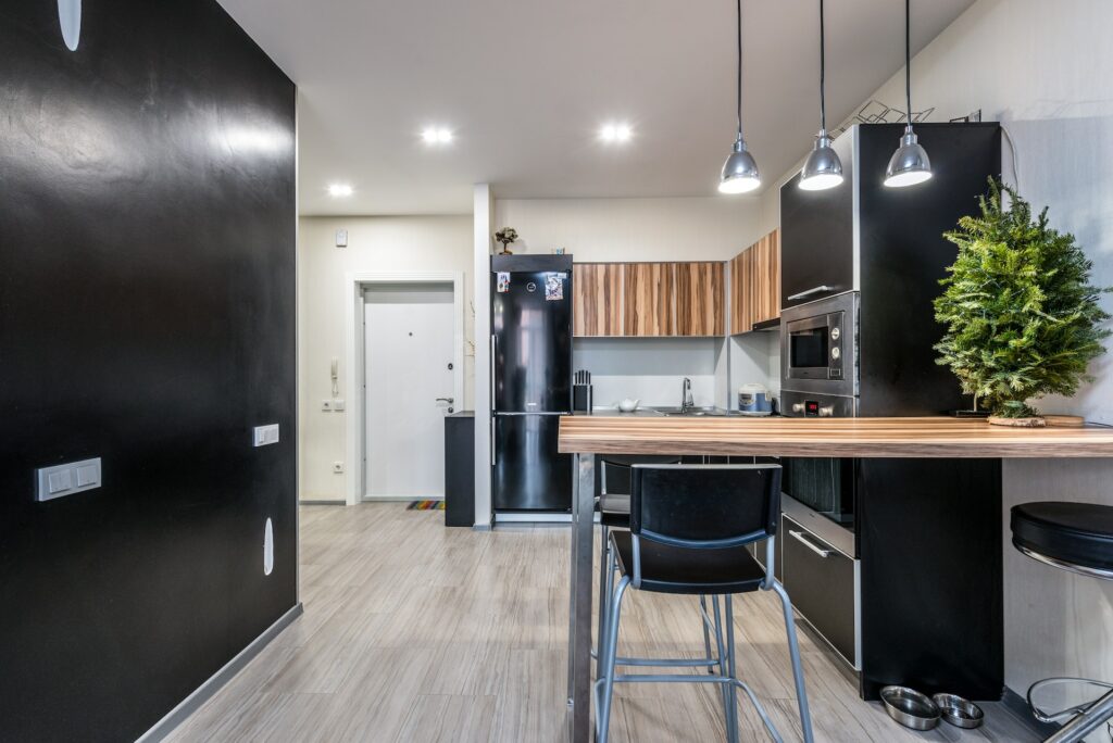 Open Kitchen Partition With Desk and Chair Open Kitchen Partition With Desk and Chair