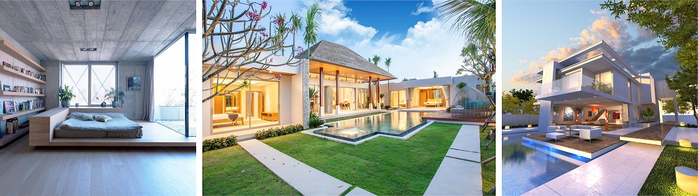 Simple clean lines, rectilinear forms, and flat roofs Simple clean lines, rectilinear forms, and flat roofs
