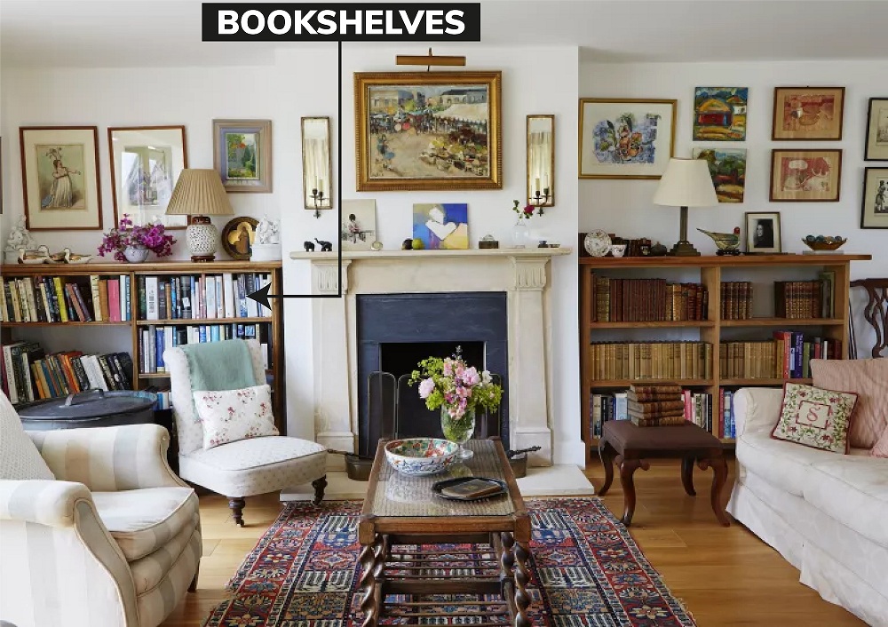 Bookshelves in traditional room Bookshelves in traditional room