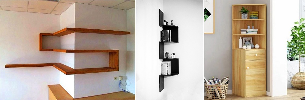 Corner decorative shelves