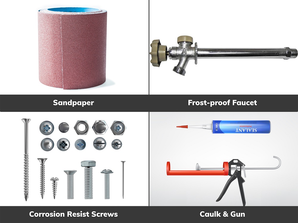 Materials for installing frost free faucet Materials for installing frost free faucet