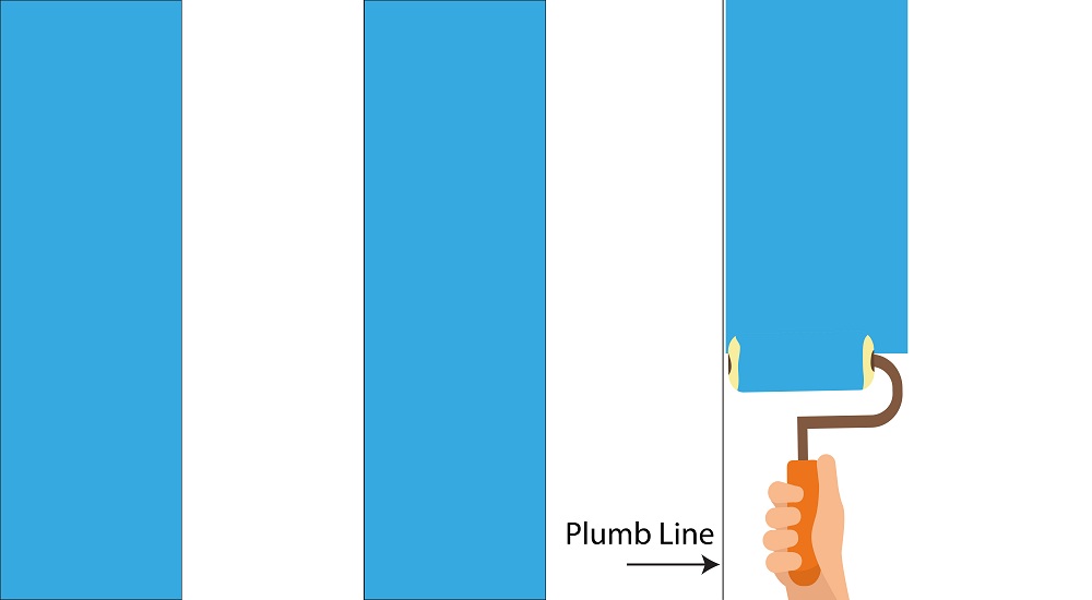 Painted vertical stripes on wall Painted vertical stripes on wall