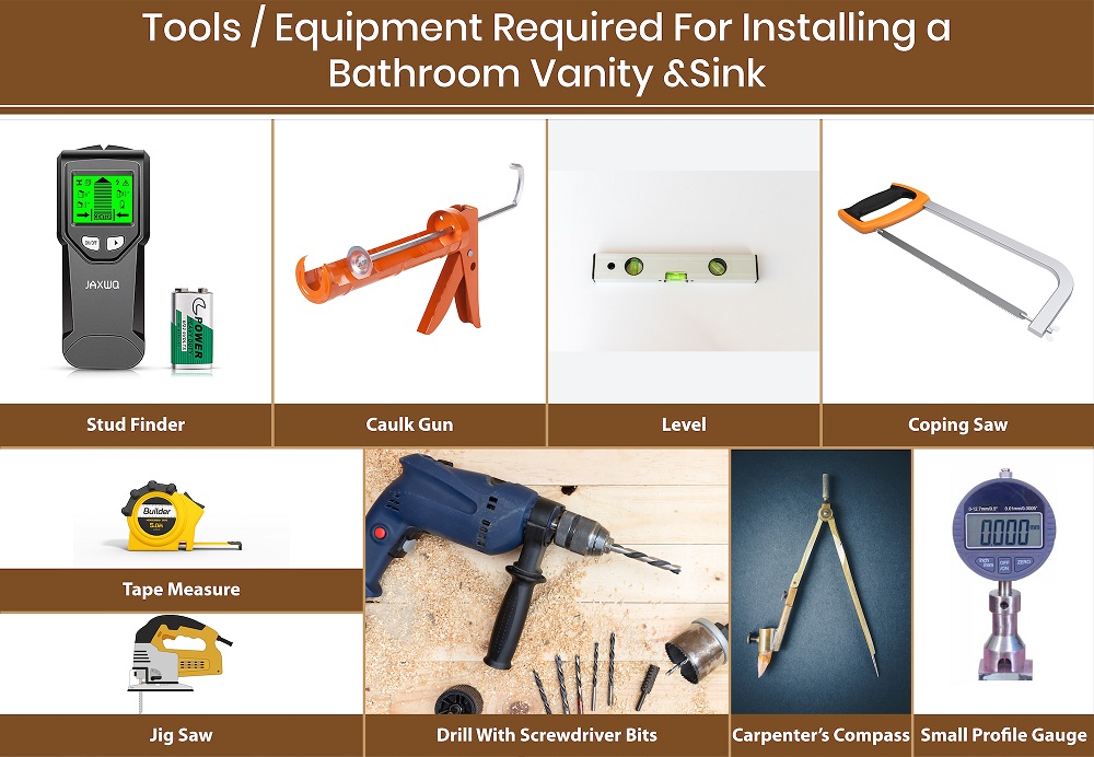 Tools/ Equipment Required For Installing a Bathroom Vanity and Sink
