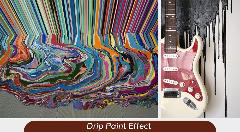 View of finished paint drip effect View of finished paint drip effect