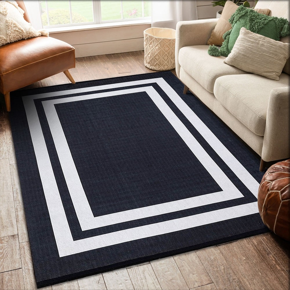 Solid Layered Geometric Patterned Rug Solid Layered Geometric Patterned Rug