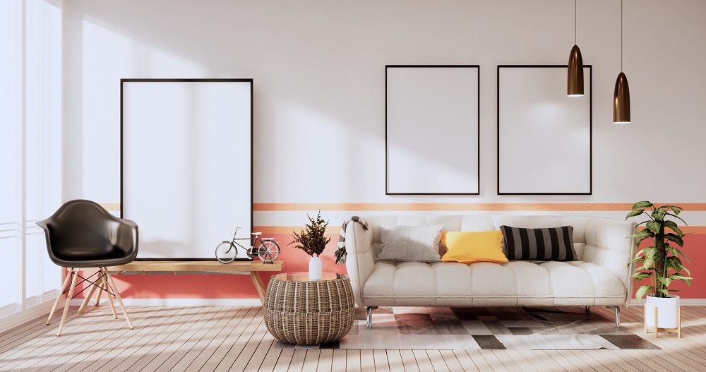 Wall painted in two colours for Provencal style