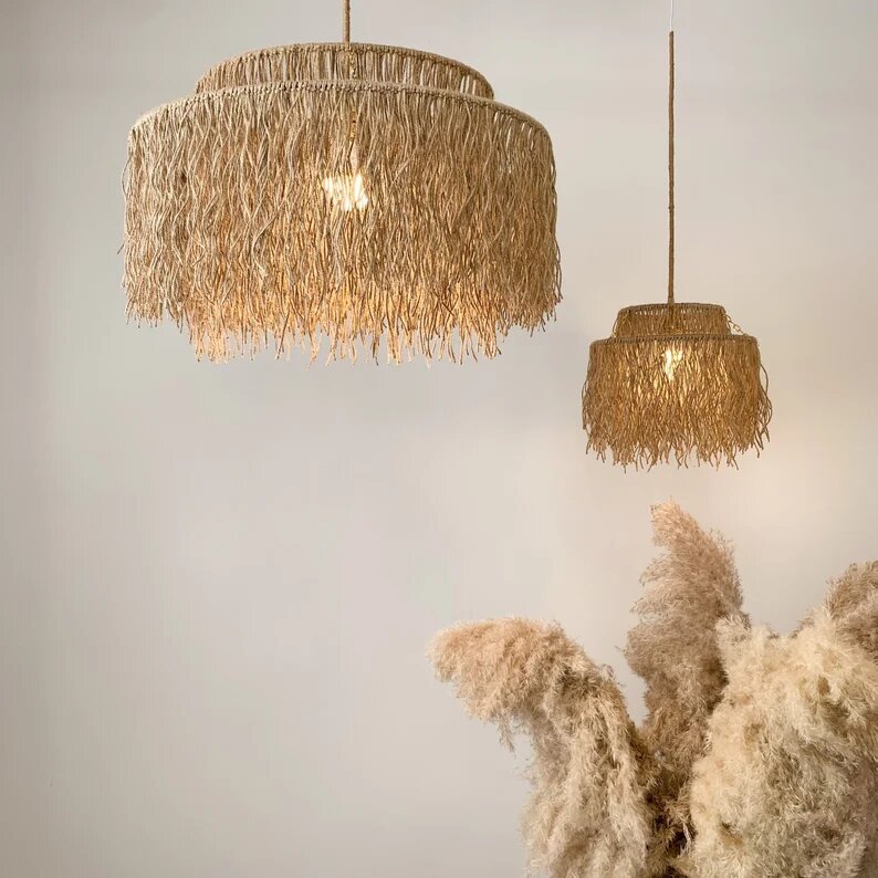 Boho Tassled Jute Pendant Fixture