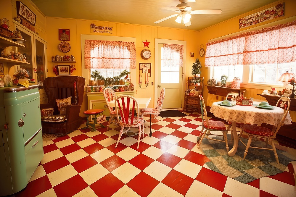 Red and white chequerboard for 1950s kitchen Look Red and white chequerboard for 1950s kitchen Look