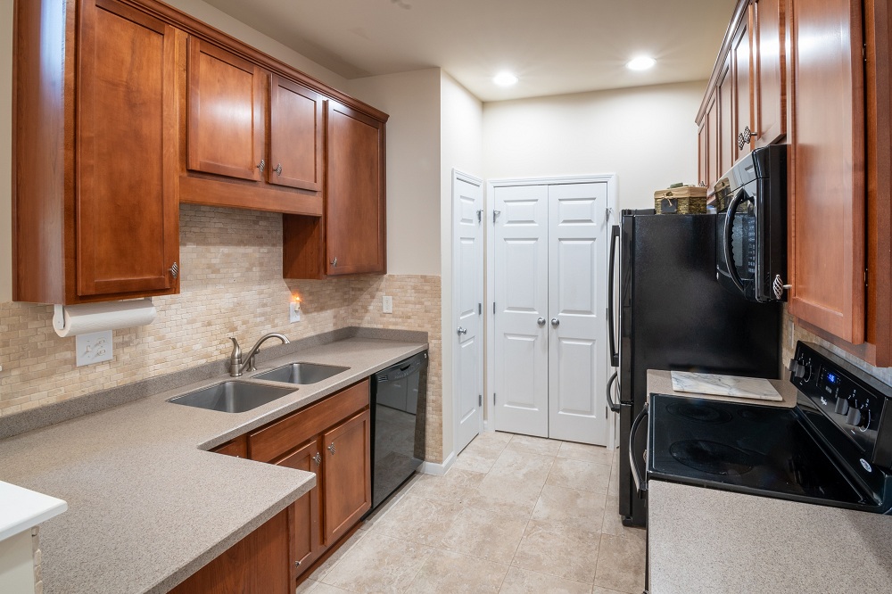 Storage everywhere in galley layout