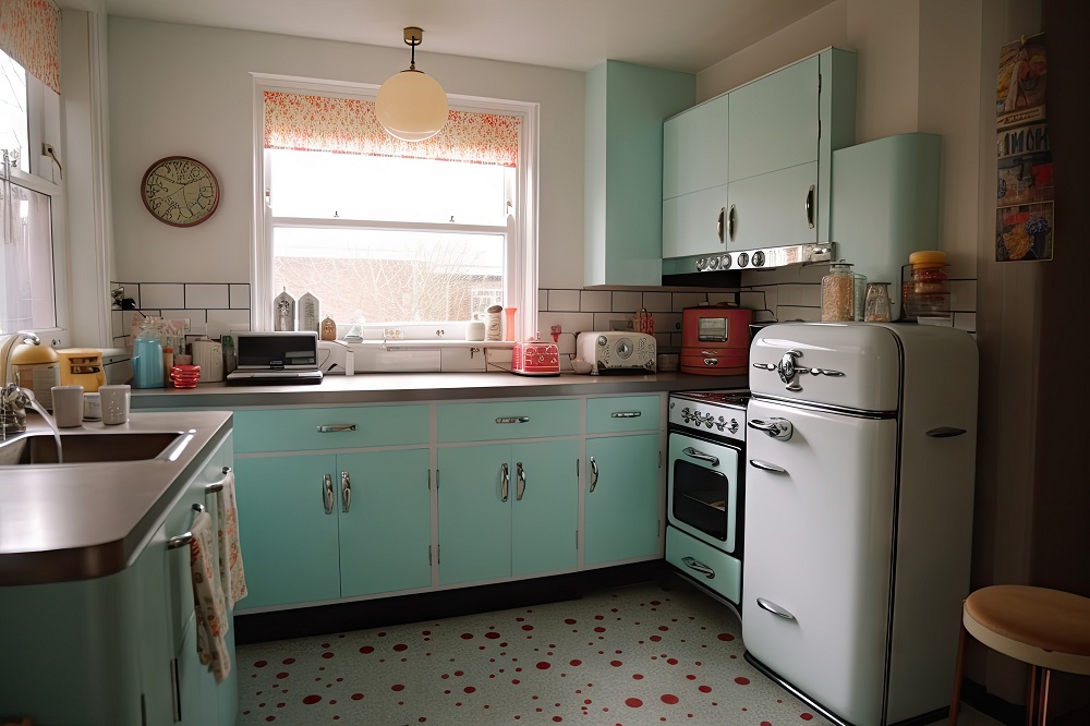 Use of patterns in recreating 1950s kitchen Use of patterns in recreating 1950s kitchen