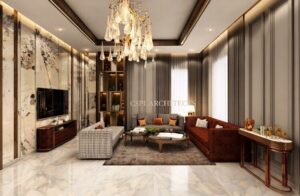 Living Room has a Light and Dark Grey Colour