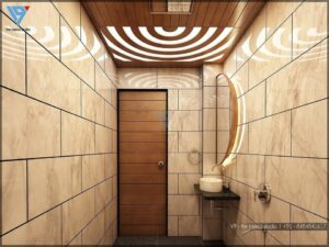Modern Bathroom with a combination of Beige and Brown Colour - 1