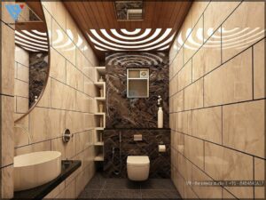 Modern Bathroom with a combination of Beige and Brown Colour