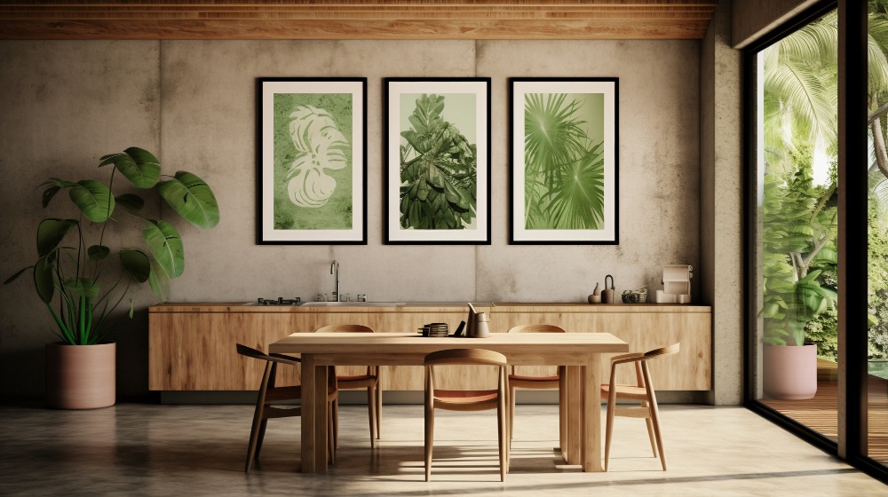 Greenery to a Minimalist Dining Area