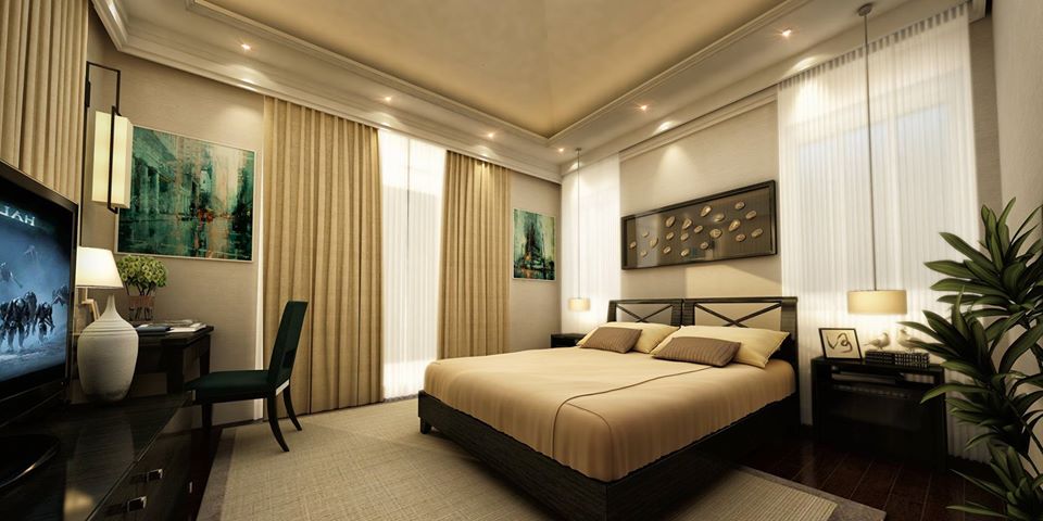 The White and Buff Colour Bedroom